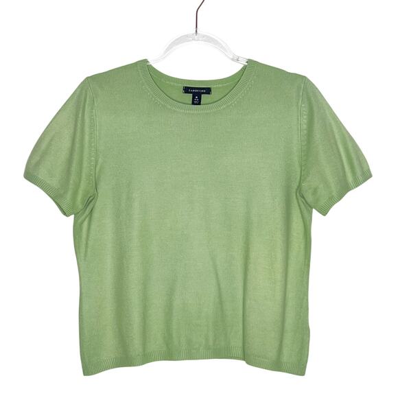 LANDS' END Knitted T-Shirt Round Neck Short Sleeve Pullover Light Green Size M - Picture 1 of 5